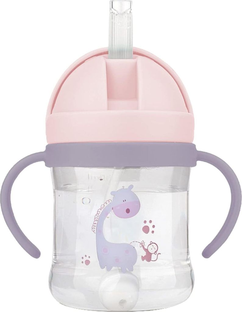 EACHPT Trinkbecher Baby, 250 ml Schnabeltasse Baby, Baby Trinkbecher, Auslaufsicherer Beißschnabel, beschwerter Strohhalm, Trinklernbecher, für K...