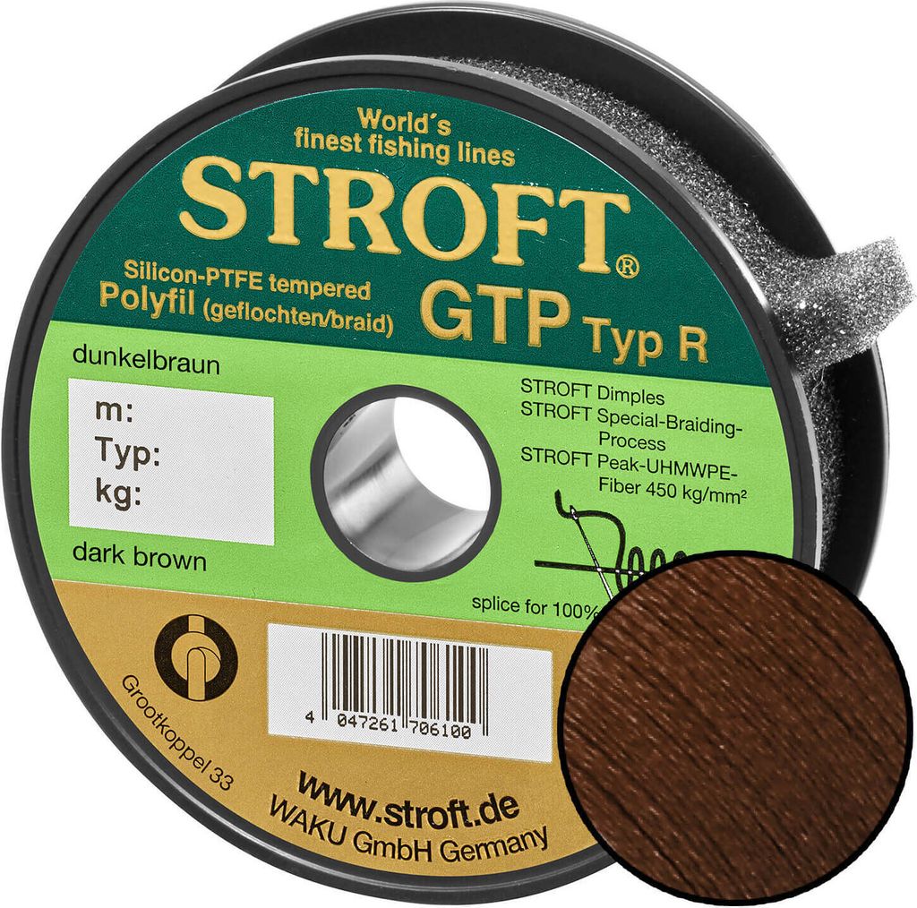 STROFT GTP Typ R Geflochtene Angelschnur 150m dunkelbraun R5-0,250mm-11kg