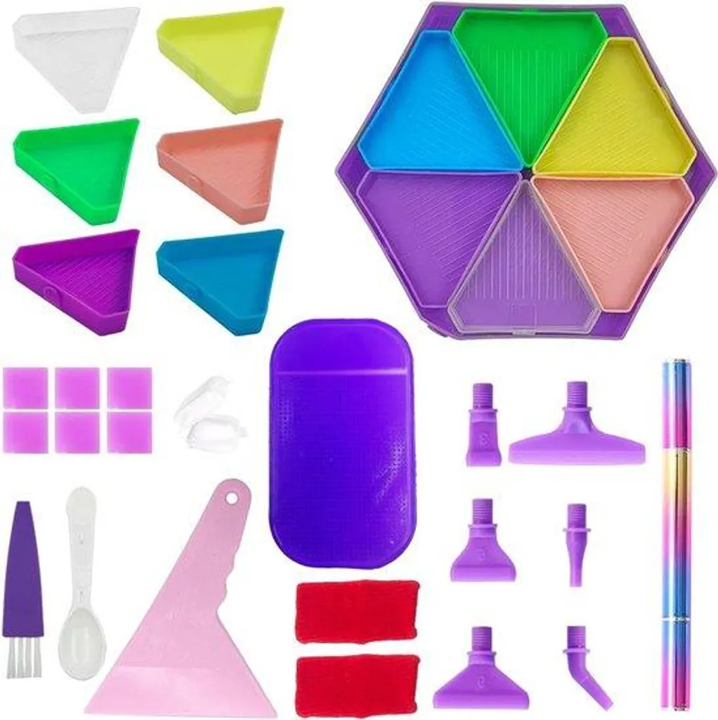 Set de 18 Outils Diamond Painting avec Stylos et Plateaux pour Artisanat