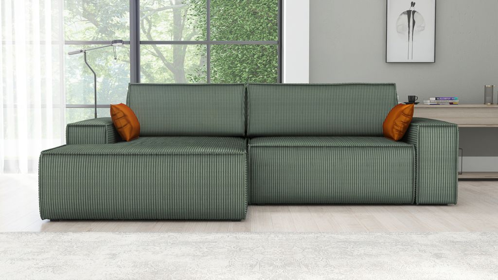 Ecksofa TOR mit Schlaffunktion. Farbe: Winter Moss. Produktbild 