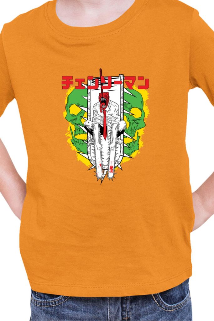 Kinder T-Shirt Manga Japan Anime Comics Animation Chainsaw Anime manga Man 01, 3-4 Jahr - 104 / Orange