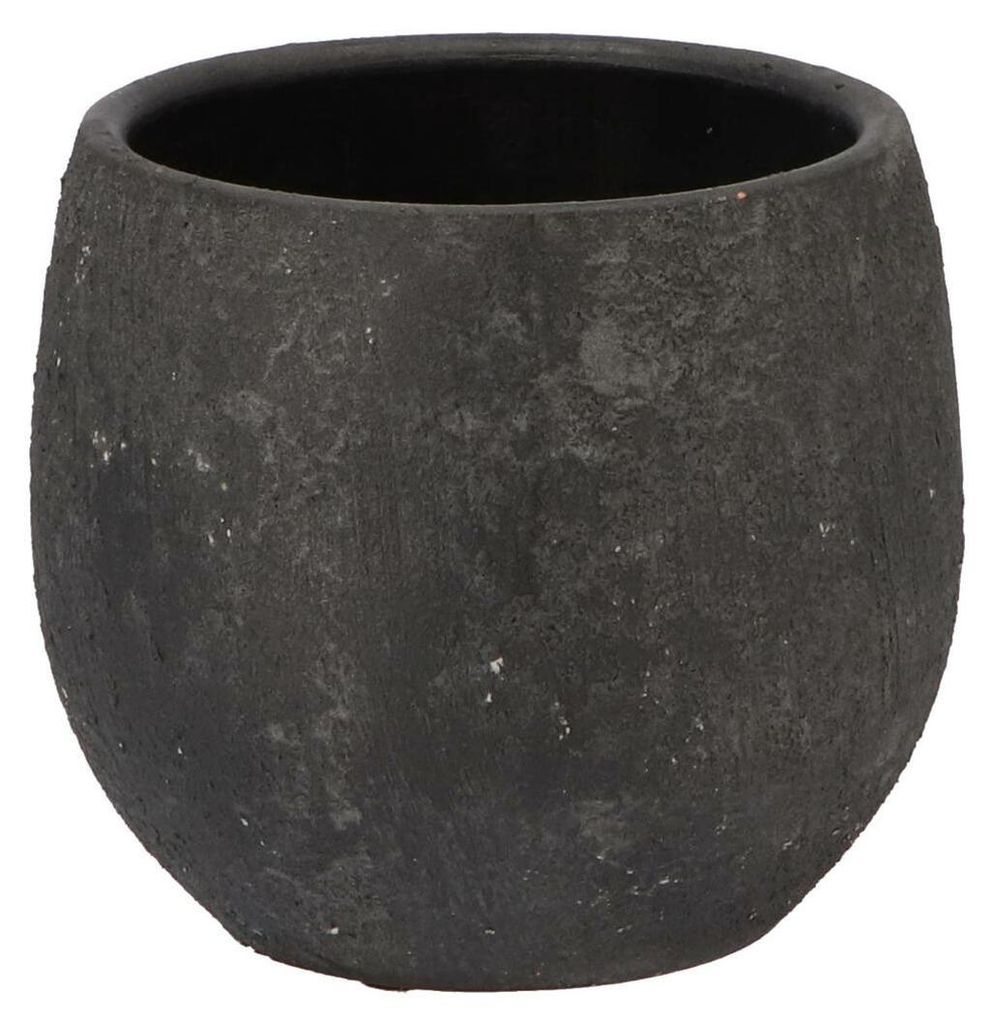 DK Design Blumentopf Maya - rund - verwittert schwarz - Produktbild 