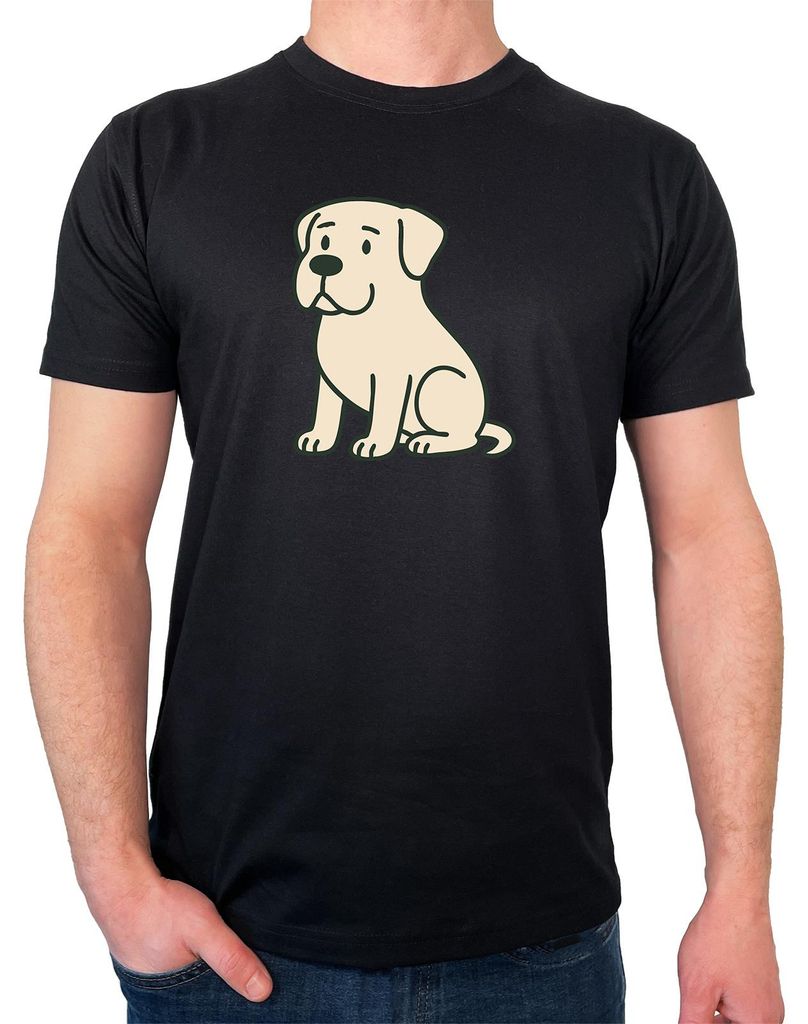 Huuraa Herren T-Shirt Mastiff Comic Masti L Black Bio Baumwolle Fairtrade Herrenshirt Geschenkidee