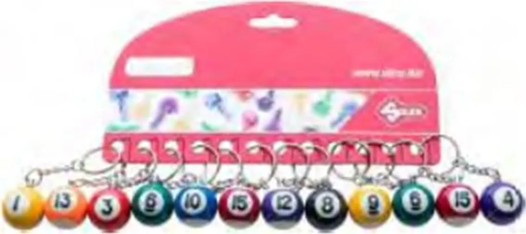 Lot de 12 Porte-clés Fantaisie Boule de Billard Colorée pour Trousseau