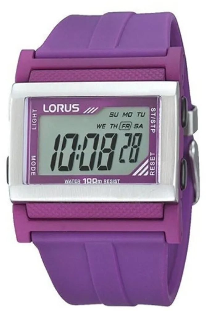 Montre sport numérique homme Lorus R2335Gx9 étanche 100m violette