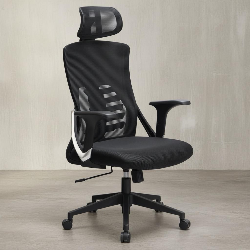 Ergonomischer Bürodrehstuhl mit Mesh-Bezug | Schreibtischstuhl mit Lordosenstütze & Kopfstütze | Drehstuhl XL für 8h Büroarbeit | Modern & Hö...
