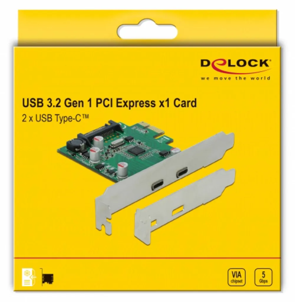 Carte d'extension PCIe USB 3.2 Gen 1 avec double sortie USB-C 5Gbps