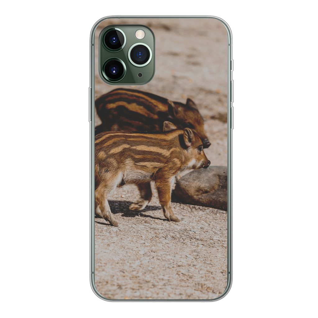MuchoWow Handyhülle Schutzhülle Hülle für iPhone 11 Pro Baby - Wildschweine - Wild Silikon Softcase Handy Hülle - Handy