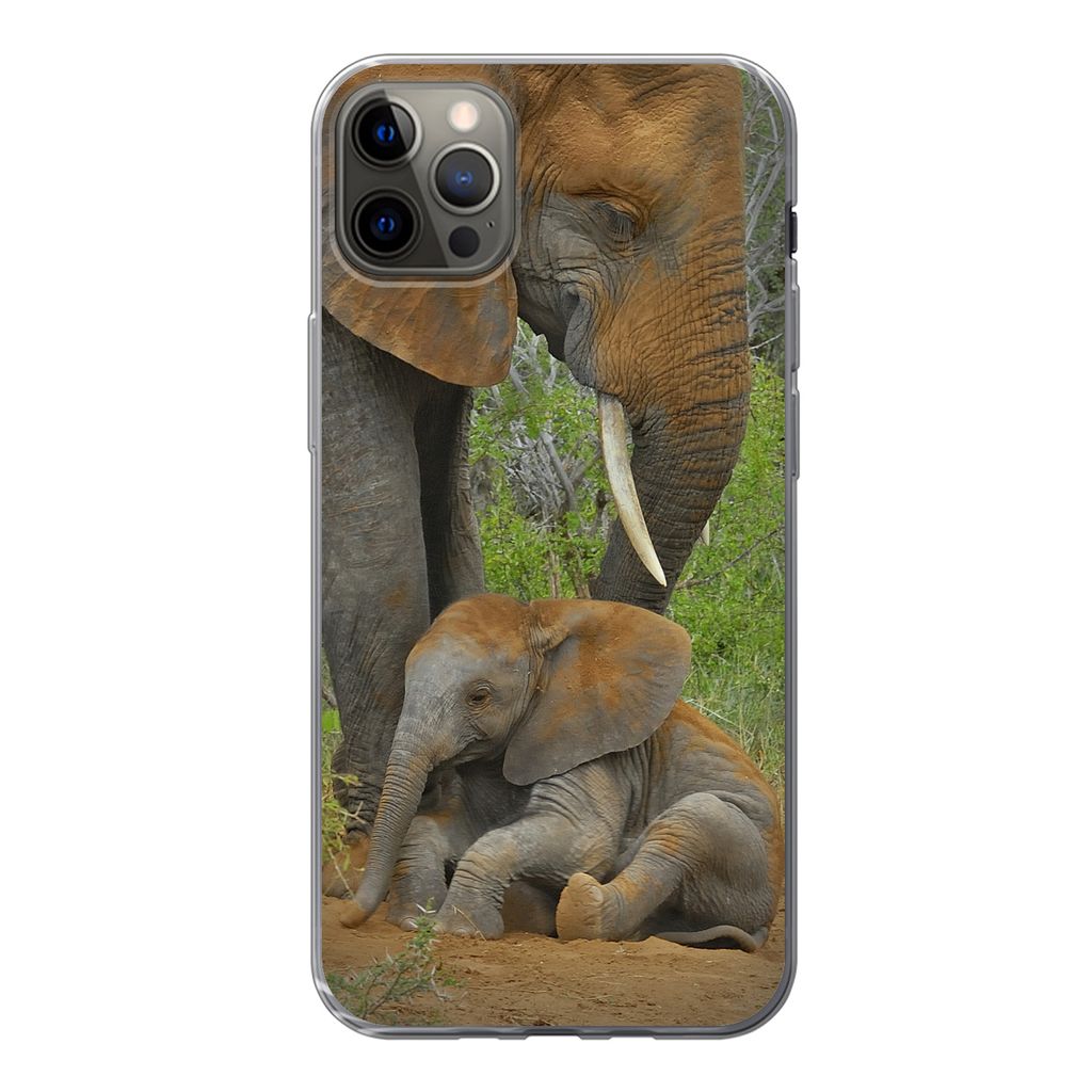 MuchoWow Handyhülle Schutzhülle Hülle für iPhone 13 Pro Max Elefant - Tiere - Sand - Natur Silikon Softcase Handy Hülle - Mobiltelefon