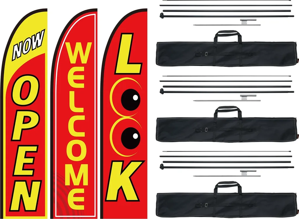 Bannière Beachflag Géante 498cm Robuste Message Bienvenue et Open Look