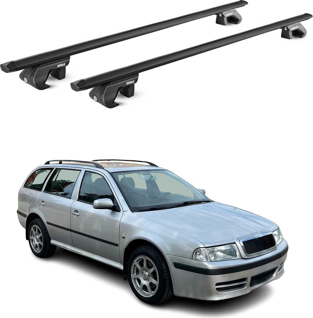 Dachträger für Skoda Octavia Wagon 1U 1X 5E 1998-2020 Alu Schwarz 2 tlg ABE