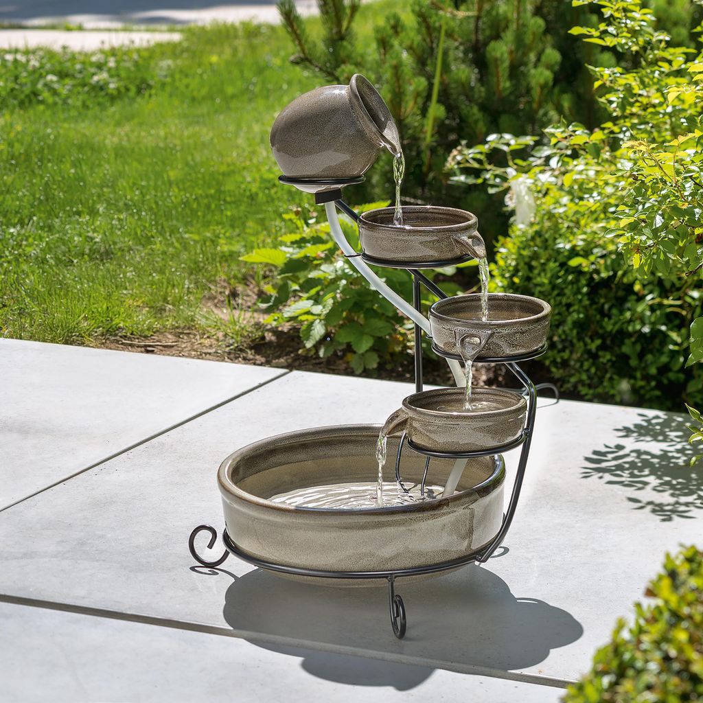 esotec Solar Kaskadenbrunnen Firenze aus Keramik, grau, Produktbild 