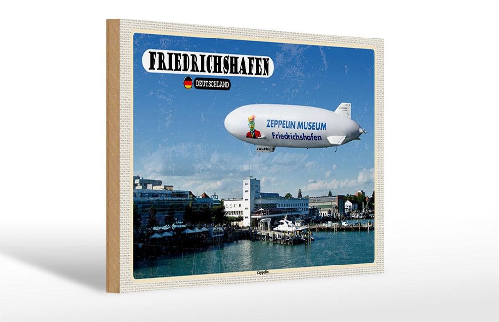 Holzschild Städte Friedrichshafen Zeppelin 30x20cm