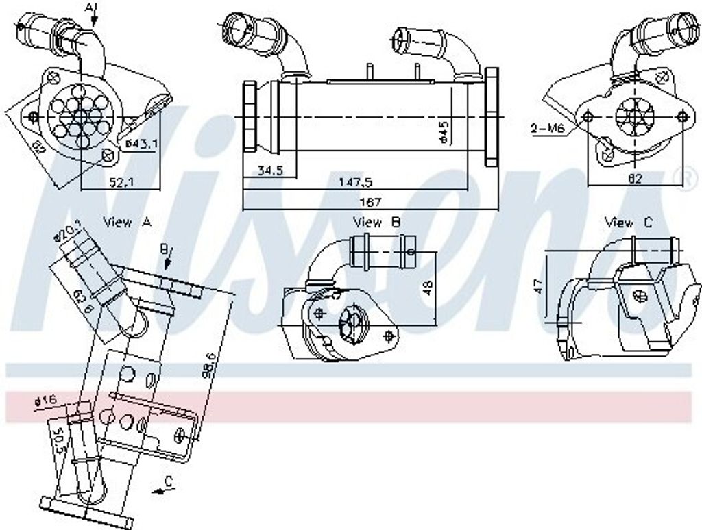 Kühler, Abgasrückführung NISSENS 989474