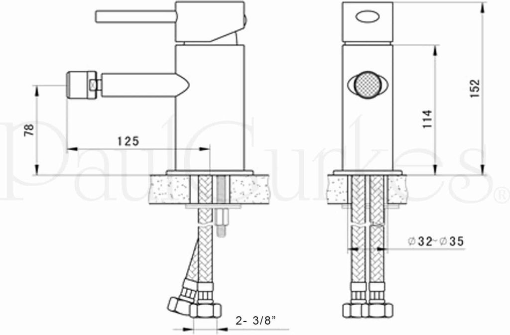 PaulGurkes Aufputz Bidetarmatur Oval Mischbatterie