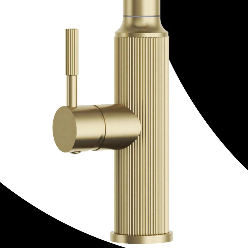 Robinet cuisine douchette abaissement et bec flexible or LUNA - 6