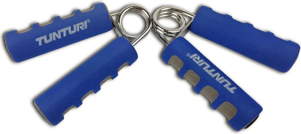 2er Set Handtrainer, Fingertrainer in Rot oder Blau, Kraftübungen für Hand und Griffstärke, Unterarmtrainer, Farbe:Blue/grey