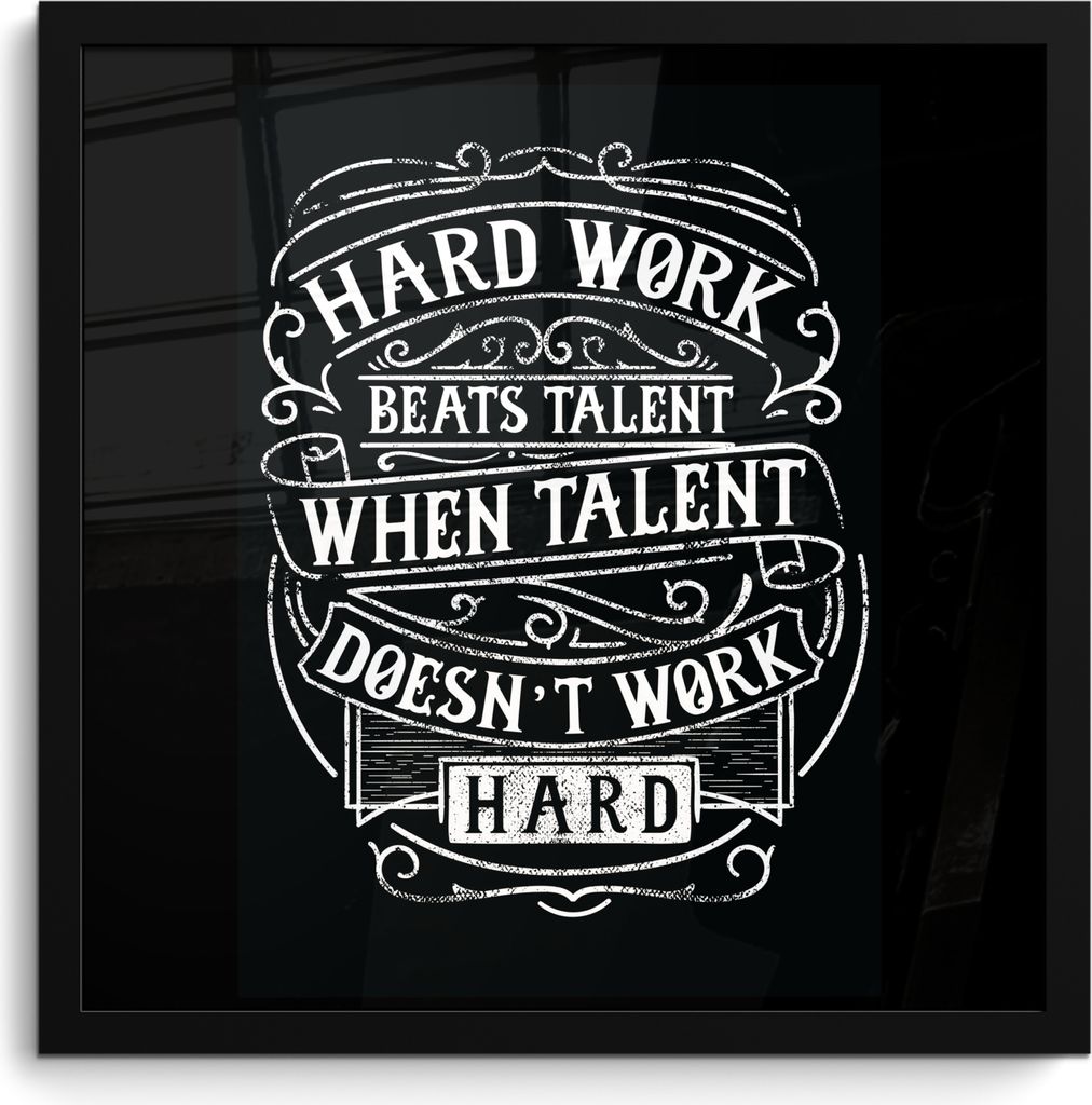 MuchoWow MuchoWow Gerahmtes Poster Arbeit - Retro - Zitat 40x40 cm - Poster mit zchwarzem Bilderrahmen - Mit Rahmen - Wanddekoration Schlafzimmer