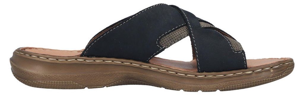 Rieker Herren Pantolette mit Leder und gekreuzten Riemen 21493, Größe:45 EU, Farbe:Blau