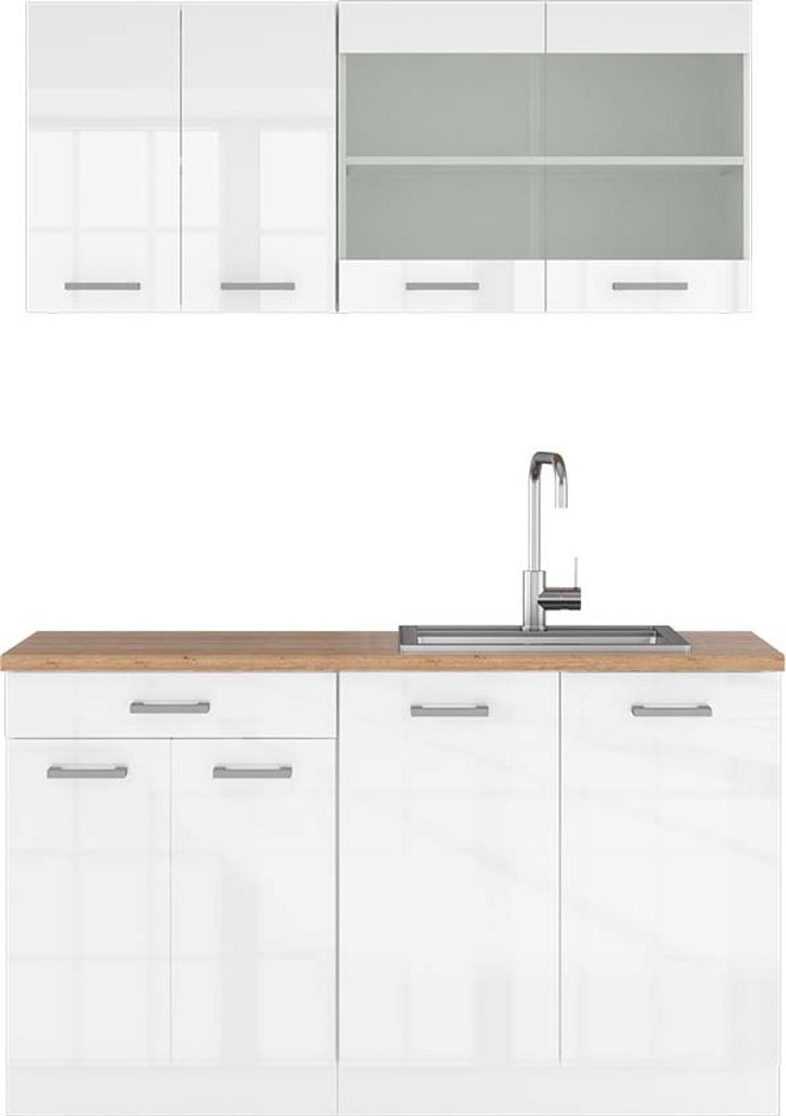 Jednotková kuchyně Vicco R-Line Bílá vysoký lesk 140 cm , Obrázek produktu 