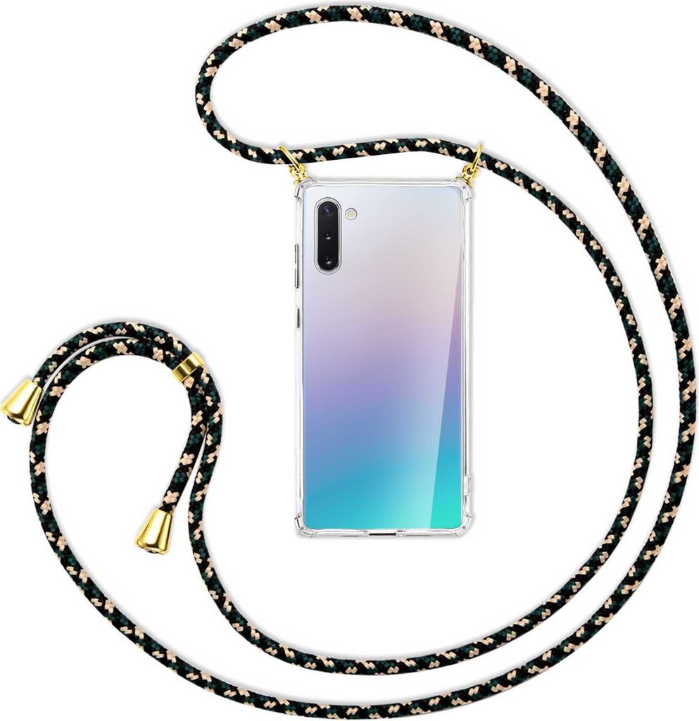 Handykette Backcover-Schutzhülle mit Band (Metall goldfarben) für Samsung Galaxy Note 10 - camouflage