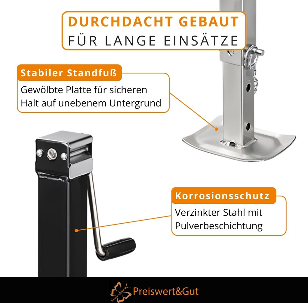 2 x Anhängerstütze mit Kurbel klappbar Stütze 3500kg Produktbild 3