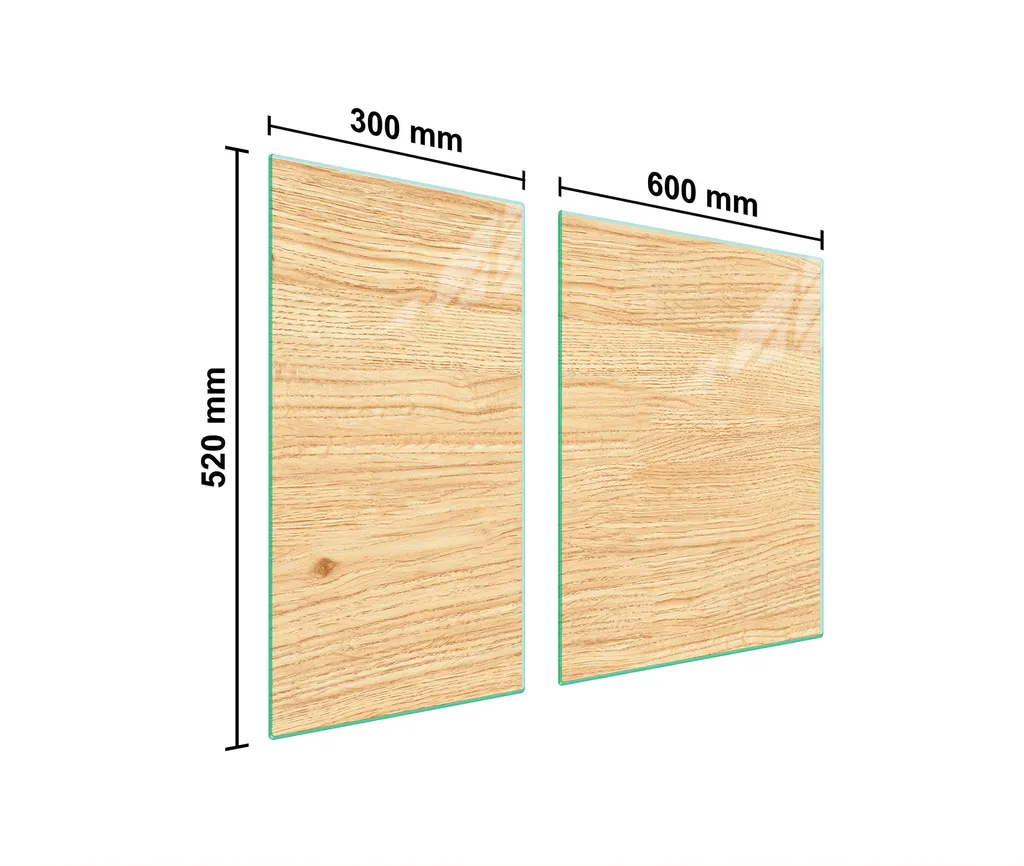 Piastre copri fornello 2 pezzi 90x52 ceramica copri piano cottura vetro tagliere legno beige - 2