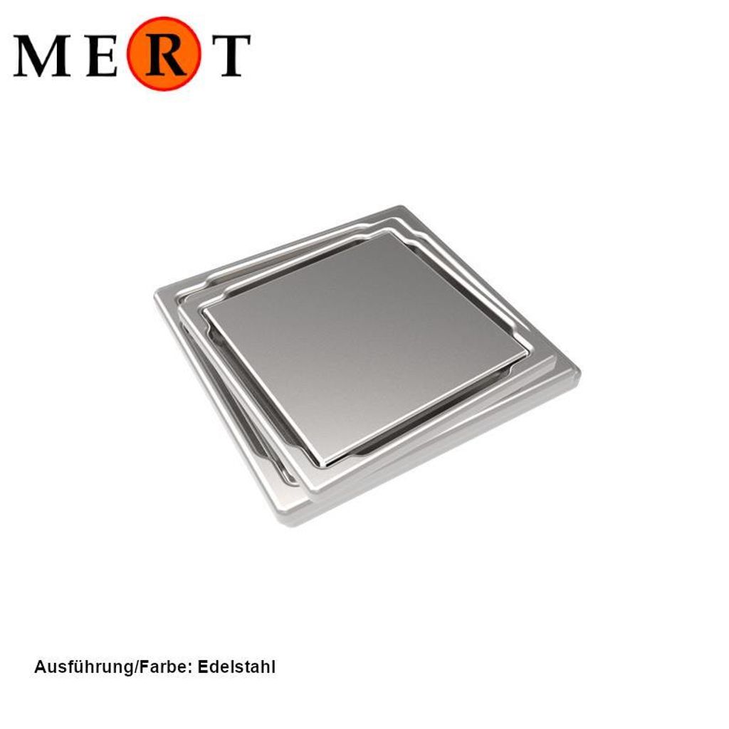 Bodenablauf mit gehärteter Glas Abdeckung "Edelstahl", Edelstahlrahmen 110x110mm