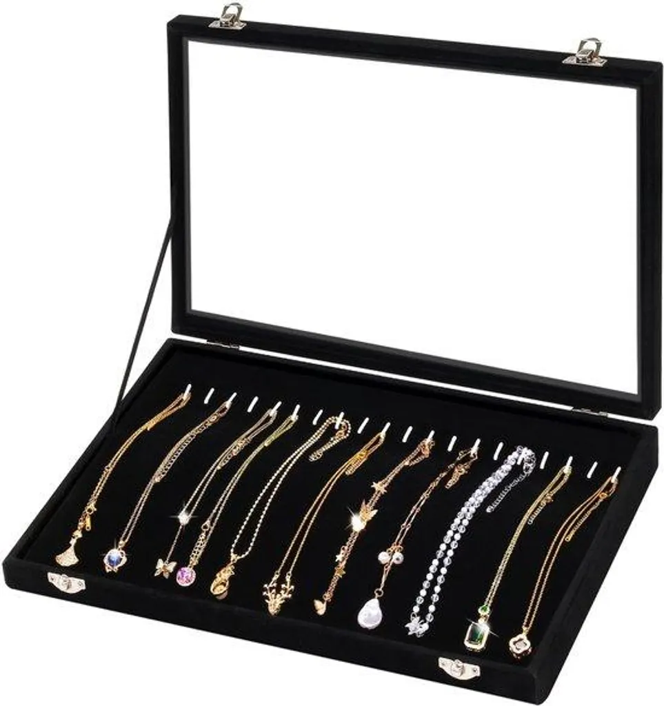 Organisateur de colliers mural ou plat avec vitrine de protection transparente