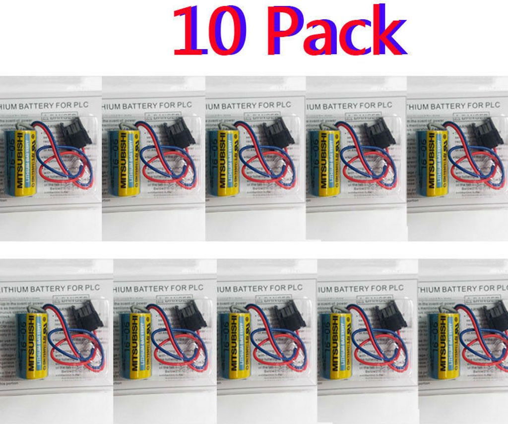 Topchances 10 Stück Mitsubishi A6BAT ER17330V SPS Batterie Größe 2 / 3A 3,6V Li-Ionen Batterie mit Stecker