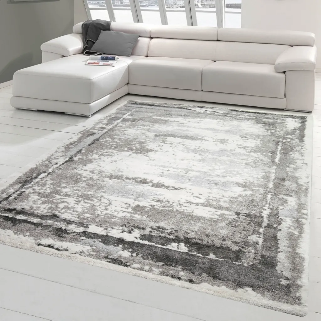 Tapis de passage court gris crème 80x300 cm - Design moderne résistant