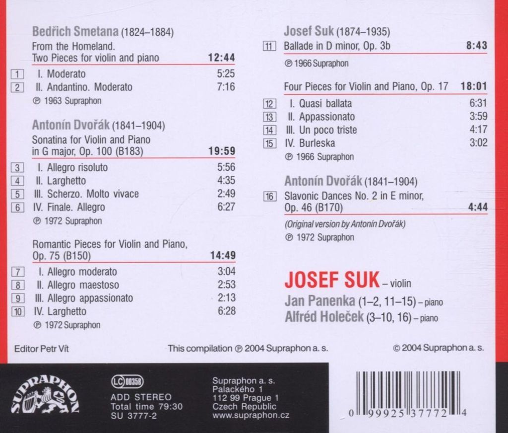 Suk, J: Aus Der Heimat/Sonatine/+