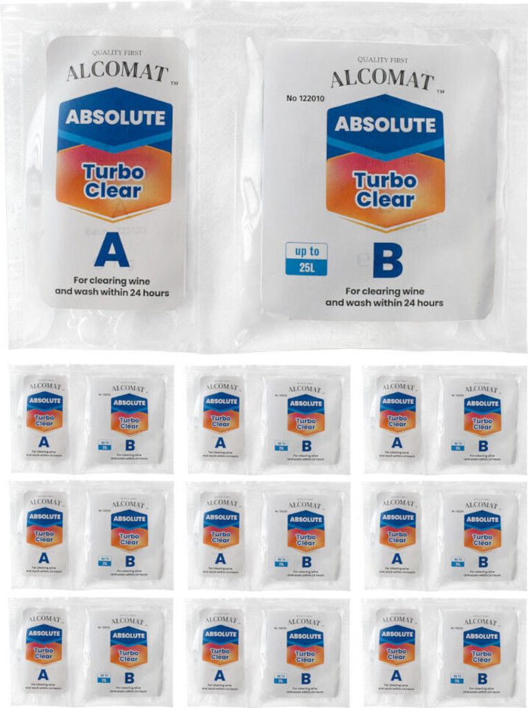 Alcomat ABSOLUTE Turbo Clear 24h für 25L| Klärmittel Schönung Alkohol |10 Stück