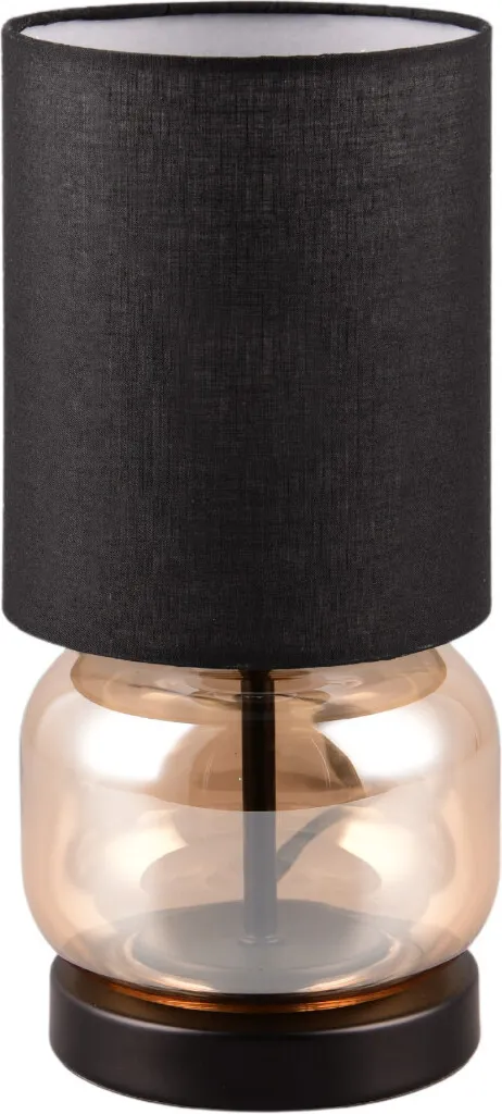 Lampada da Tavolo Trio Elio Vetro Ambra e Paralume Nero E27 | Design Chic
