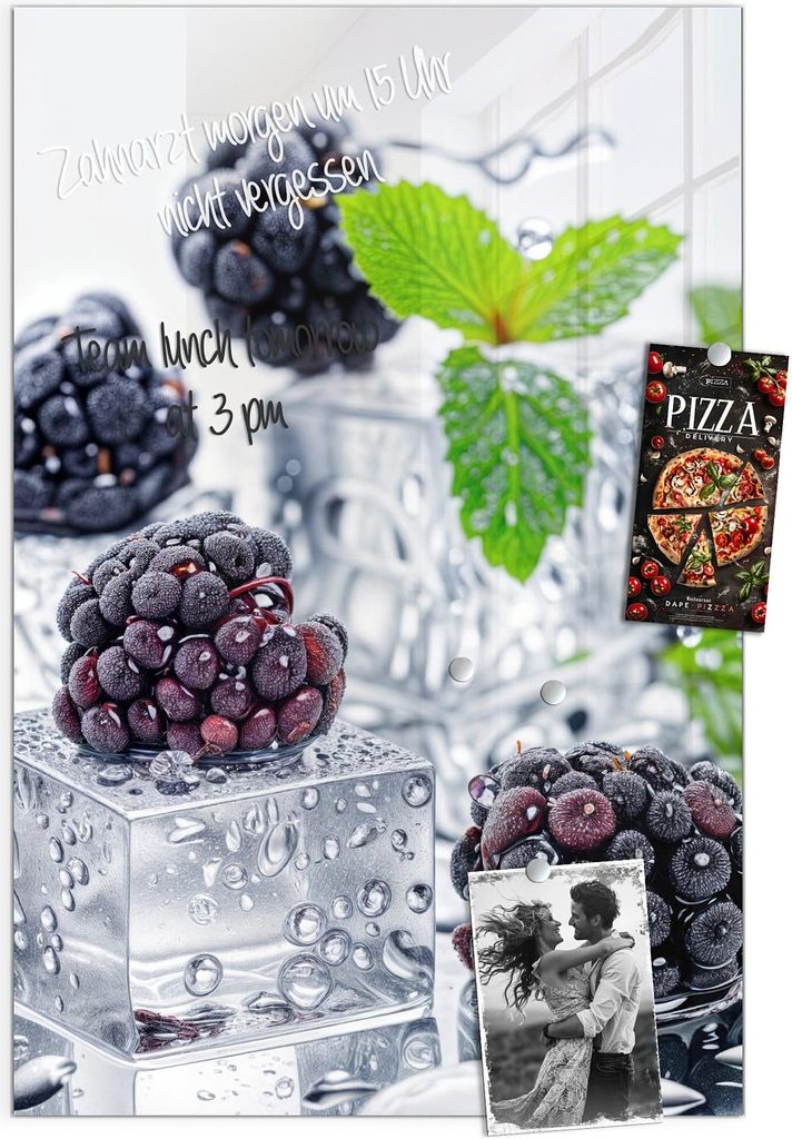 Magnettafel 40x60cm Pinnwand Whiteboard beschreibbar - Brombeeren Eiskalt