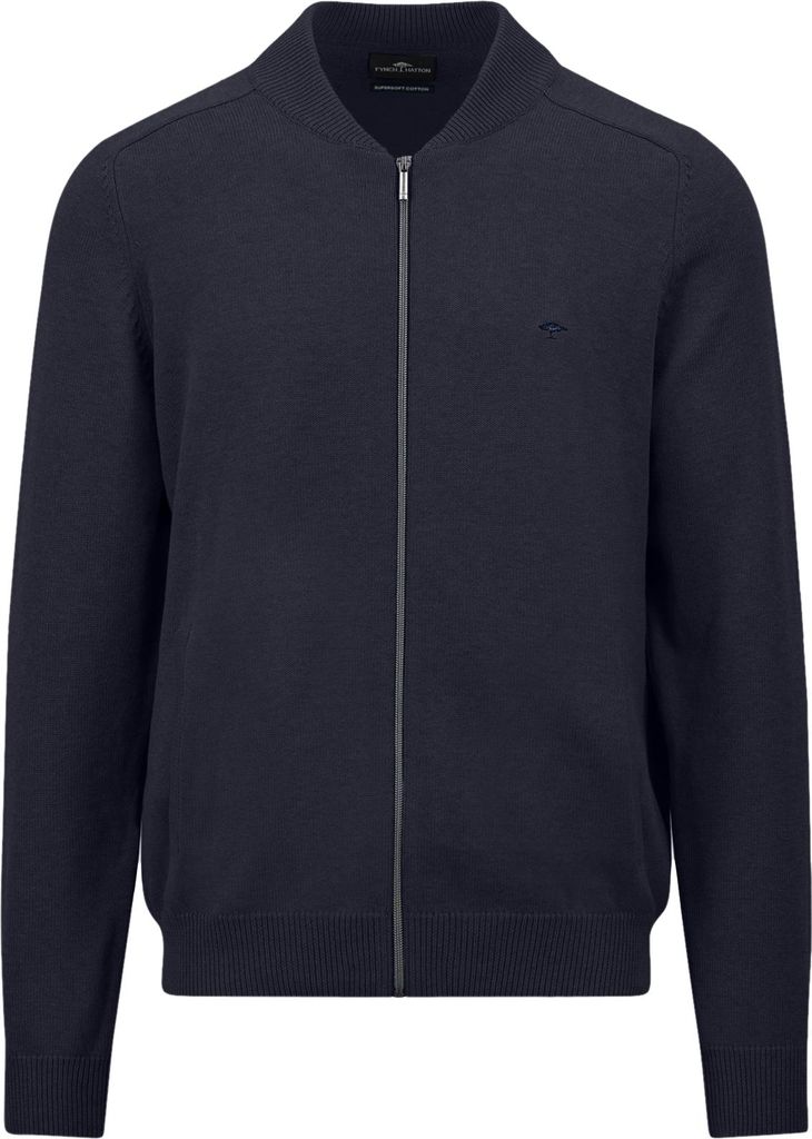 Fynch Hatton Weste navy aus Baumwolle, gestrickt mit Bündchen