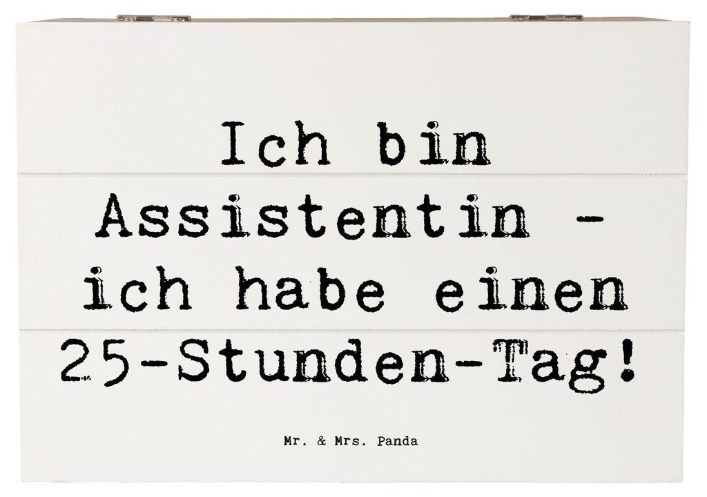 Mr. & Mrs. Panda Kiste Spruch Assistentin Zauber 22 x 15 cm - Weiß - Geschenk, 25-Stunden-Tag, Organisation, Geschenke für Berufstätige, Berufe,...