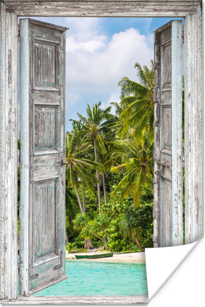 MuchoWow Poster Palme - Meer - Transluzent - Tropisch 20x30 cm - Papierdruck