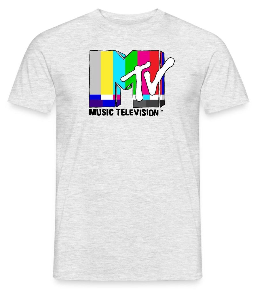 Spreadshirt MTV Music Television TV-Statik-Logo Männer T-Shirt, S, Grau meliert