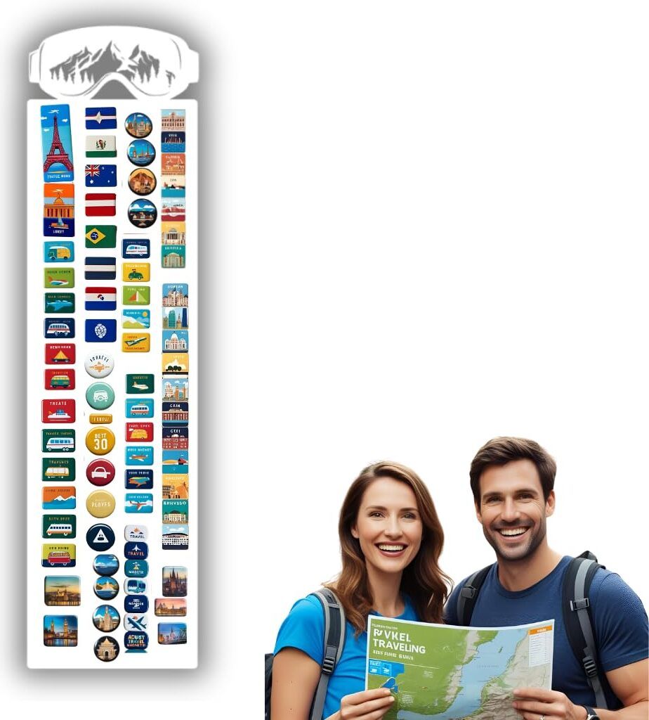 Anwicar Magnettafel - Magnetische Pinnwand mit Skibrille-Motiv - 80x21 cm - Weiß