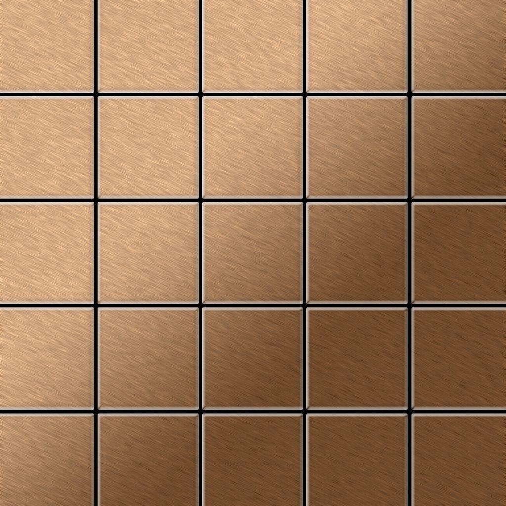 Mosaik Fliese massiv Metall Titan gebürstet kupfer 1,6mm Produktbild 