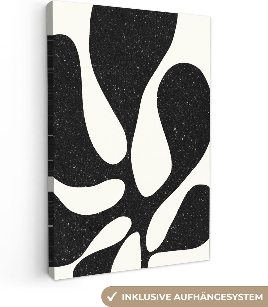 MuchoWow - Leinwandbilder - Pflanze - Schwarz - Minimalismus, Wandbild, Wanddeko Bilder Wohnzimmer, 60x90 cm