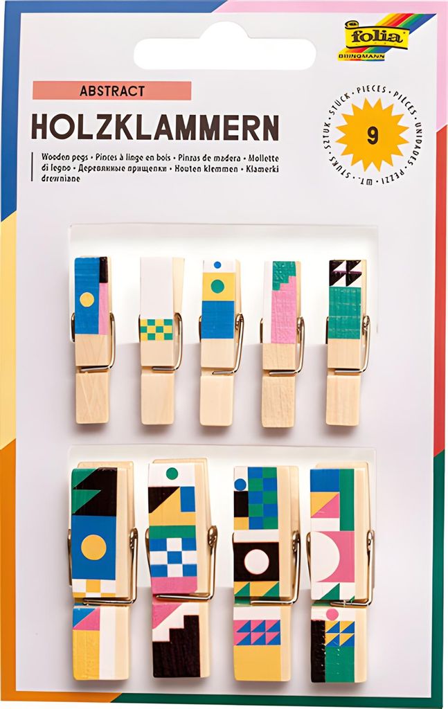 folia Holzklammern mit Druck "All year III" 9 Stück