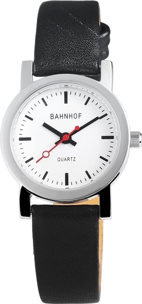 Bahnhof Damenuhr mit Echtlederarmband Produktbild 
