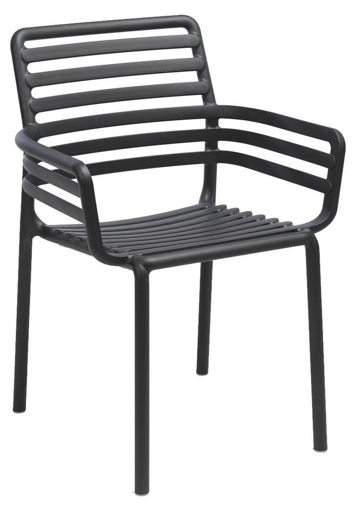 Stapelbarer Gartenstuhl Doga | Kunststoff | Anthrazit | 2er Set