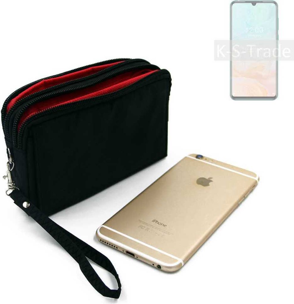 K-S-Trade Schutz Hülle Handy Hülle kompatibel mit Doogee N20 Pro Gürteltasche Travelbag Handytasche mit Zusatzfächern, schwarz