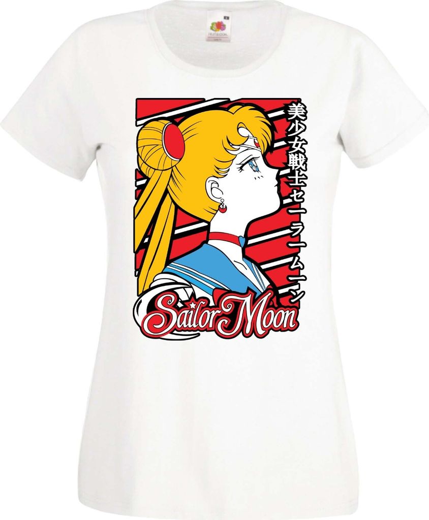 Damen T-Shirt Anime Manga Sailor Anime Manga Moon 01, Lady XS / Weiß