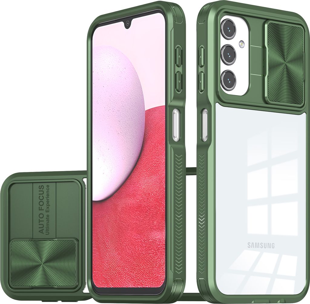 Hülle für Samsung Galaxy A05S Transparent TPU Bumper Schutzhülle mit Schiebe Kamera Schutz Grün