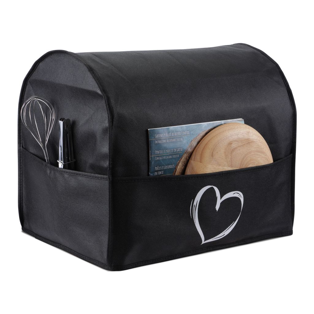 kwmobile Hülle kompatibel mit Aucma 6.5-QT 660W 6-Speed Tilt-Head Food Mixer Abdeckung - Abdeckhaube aus Stoff - Herz Brush Weiß Schwarz