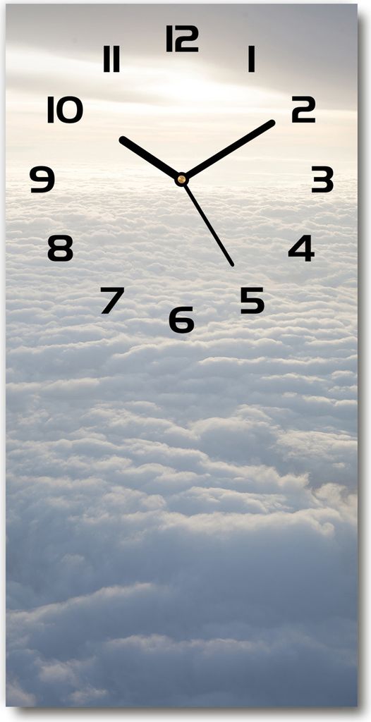 Wanduhr aus Glas – 30x60 cm - Glasbild - Glasuhr - Gehärtetes Glas -Flug über die Wolken